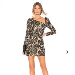 NWT Lovers+Friends Black Lace/Nude cocktail dress